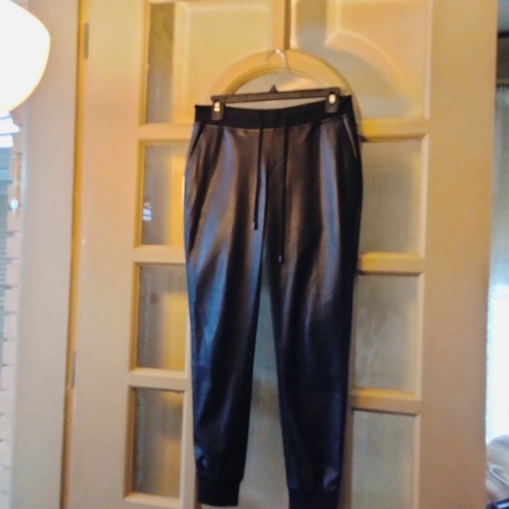 Faux fur leather pants